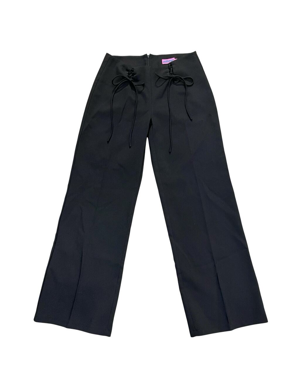 Edikted Lace Up Wide Leg Pants Medium Black Clubwear Festival Party Stretchy